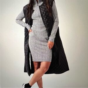 Athleta Delancy Textured Black and White Long Seeve Dress Size L